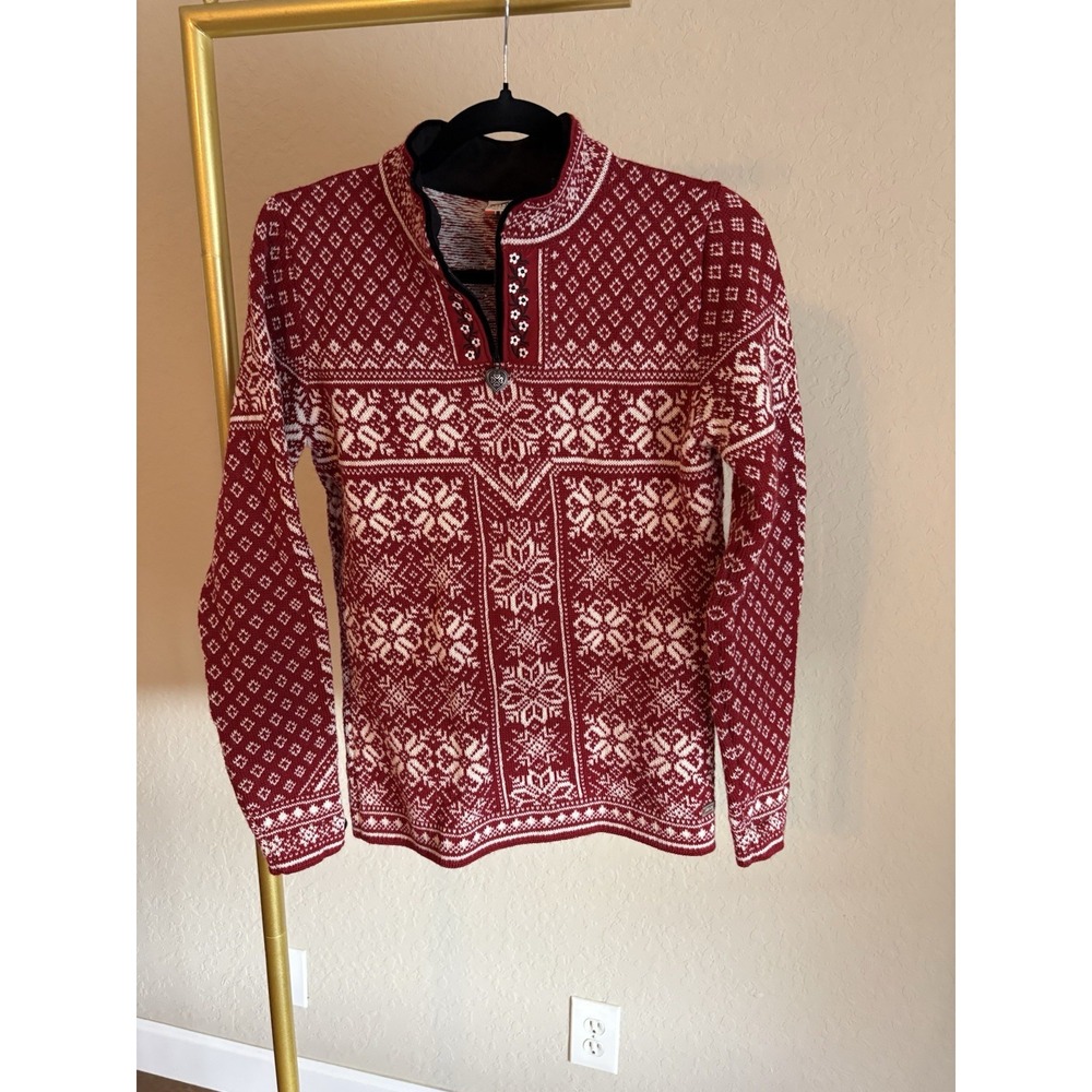 Dale of Norway Women's Peace Quarter Zip Fair Isle Wool Sweater Size S Nordic